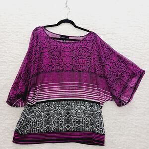 Kimono Blouse Poncho Tunic Pink Black Snakeskin Whimsycore Boho Bold Y2K Size 2X